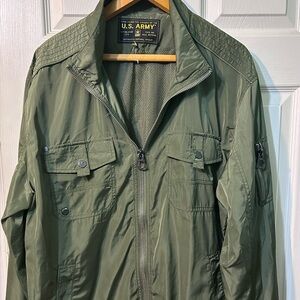 US Army Green Mens Nylon Bomber Jacket Sz  XXL
